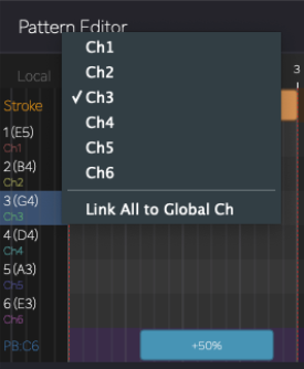 Per-String MIDI Channel Menu
