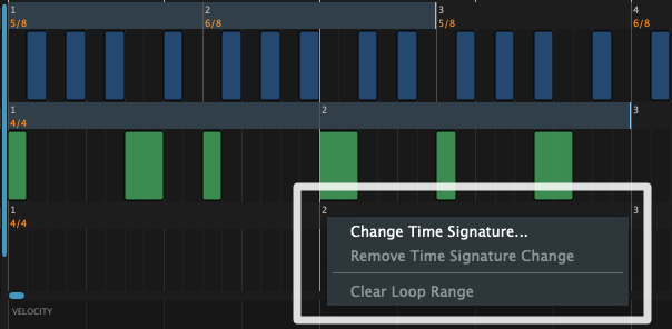 [placeholder] time signature change menu